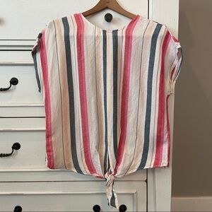 Thread and Supply Short Sleeve Front Tie Top.  Size Small. EUC